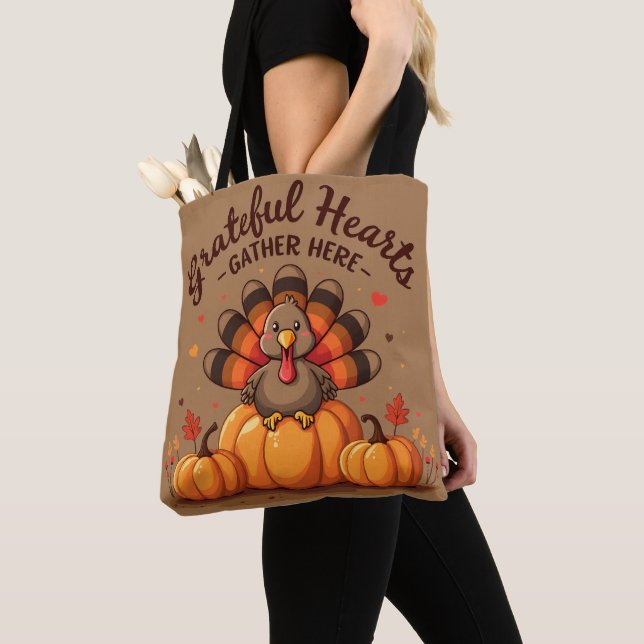 Bolso De Tela Grateful Hearts Thanksgiving Turkey (Detalle)
