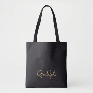 Bolso De Tela Gratitud Personalizada en Letra Negra y Dorada