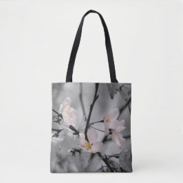 Bolso De Tela Gray and Pink Cherry Blossoms