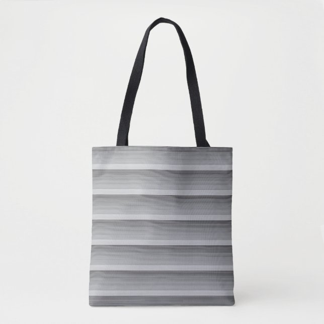 Bolso De Tela Gray, Black, White Stripes (Anverso)