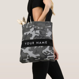 Bolso De Tela Gray Camouflage Pattern, Your name, Personalize