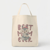 Gray Fox Mom y Cub - Mejor Mamá Tote Bag
