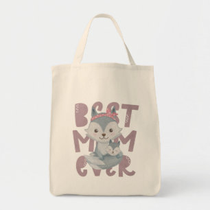 Bolso De Tela Gray Fox Mom y Cub - Mejor Mamá Tote Bag