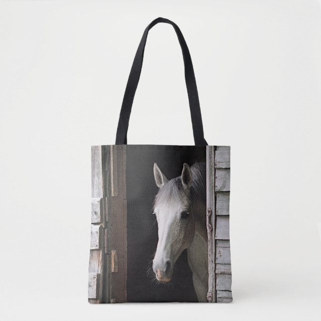 Bolso De Tela Gray Mare Horse Farm Animals Brown (Anverso)