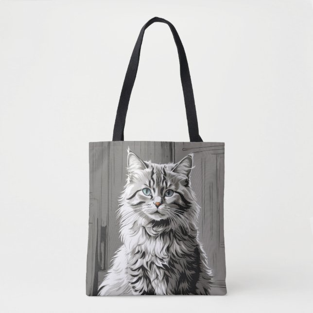 Bolso De Tela Gray Tabby Cat (Anverso)