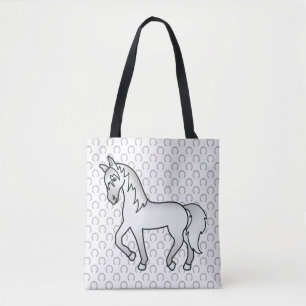 Bolso De Tela Gray Trotting Horse Cute Personalizado Ilustracion