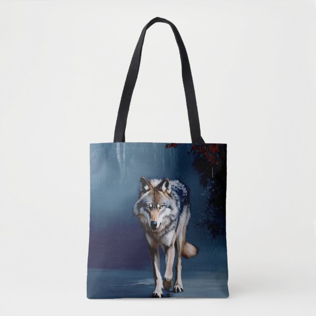 Bolso De Tela Gray Wolf Wildlife Art (Anverso)