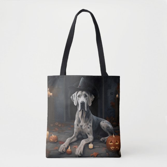 Bolso De Tela Great Dane Pumpkins Halloween Scary Flip (Anverso)