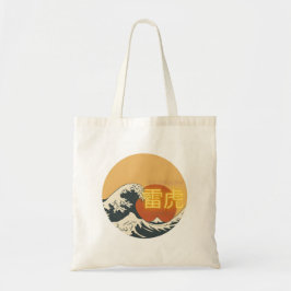 Bolso De Tela Great Wave & Neon Kanji – Retro Japanese Fuji Des