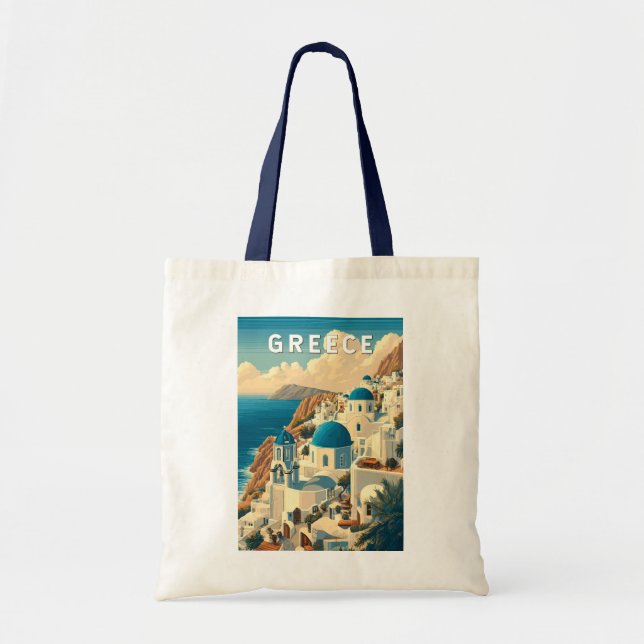 Bolso De Tela Grecia Ilustracion Viajes de arte (Frente)