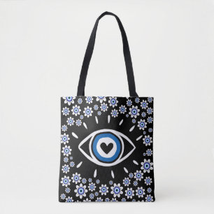 Bolso De Tela Greco Mal Ojo Hamsa Vibes Nazar Amulet Moderno