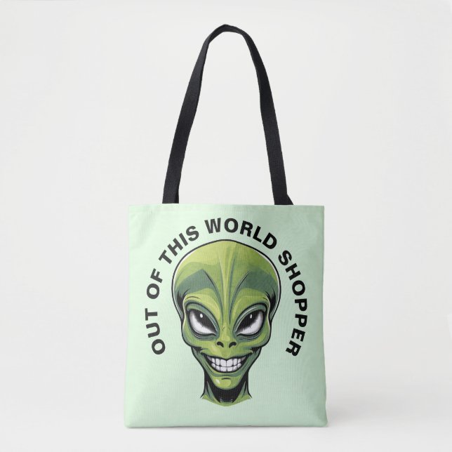 Bolso De Tela Green Alien Head (Anverso)