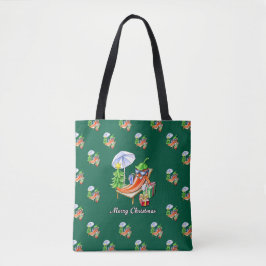Bolso De Tela Green All-Over-Print Feliz Navidad Chili