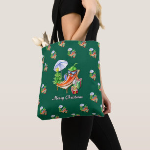 Bolso De Tela Green All-Over-Print Feliz Navidad Chili
