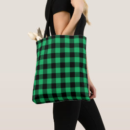 Bolso De Tela Green and Black Buffalo Check Gingham Holiday T