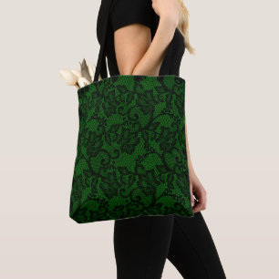 Bolso De Tela Green And Black Faux Lace