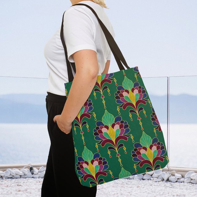 Bolso De Tela Green and Gold Art Deco Floral Ornament (Subido por el creador)