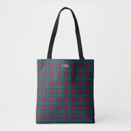Bolso De Tela Green and Maroon Plaid Lindsay Tartan Monograma