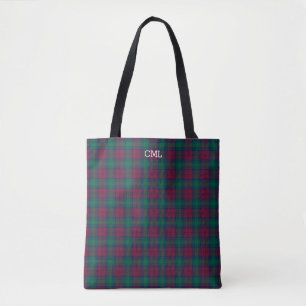 Bolso De Tela Green and Maroon Plaid Lindsay Tartan Monograma