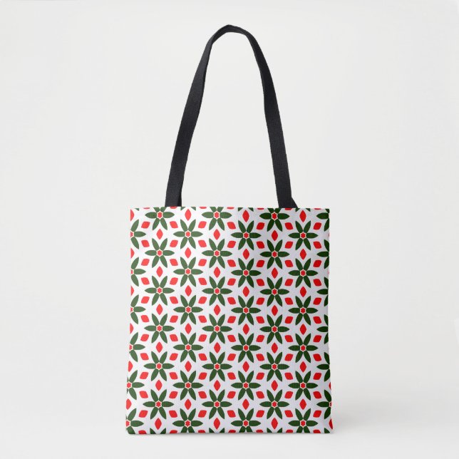Bolso De Tela Green and red floral patterned Tote (Anverso)