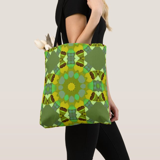 Bolso De Tela Green and Yellow Abstract Tote Bag (Detalle)