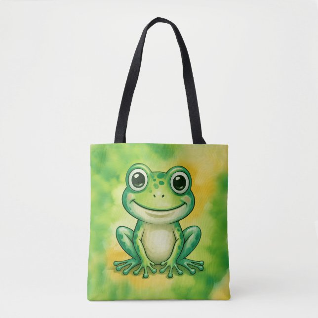 Bolso De Tela Green cute frog (Anverso)