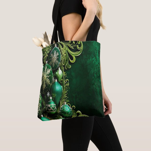 Bolso De Tela Green Decorative Ornaments Holiday Tote Bag (Detalle)