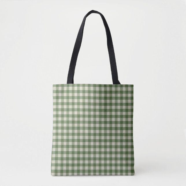 Bolso De Tela Green Gingham Check (Anverso)