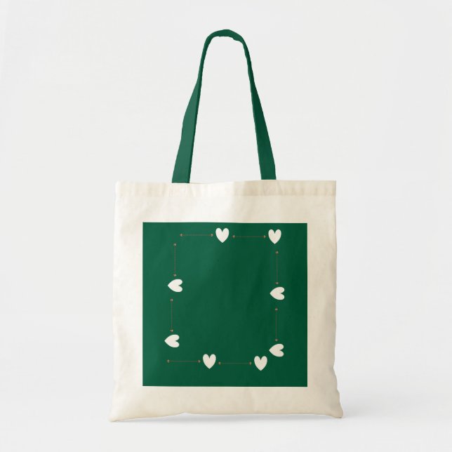 Bolso De Tela Green Heart Frame Tote Bag – Minimal Love Style (Frente)