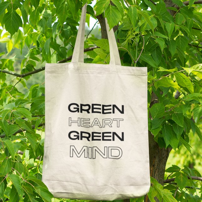 Bolso De Tela Green Heart Green Mind Eco-Friendly Statement Gift (Shop now and make a positive impact!)