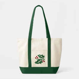 Bolso De Tela Green Holly and Red Berries Christmas Holiday