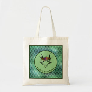 Bolso De Tela Green I Love Shopping Dragon Head & Scales