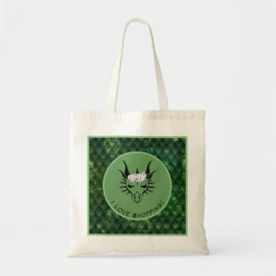 Bolso De Tela Green I Love Shopping Dragon Head & Scales