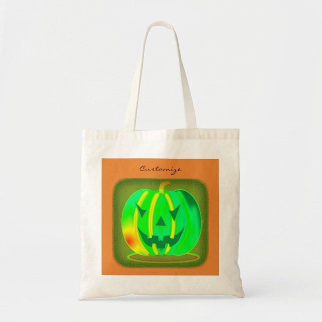 Bolso De Tela Green Jack o'lantern Halloween Thunder_Cove (Frente)