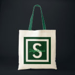 Bolso De Tela Green Monogram Personalized Tote Bag<br><div class="desc">Green Monogram Personalized</div>