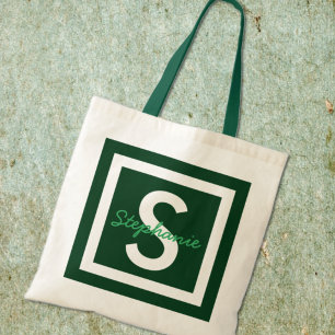 Bolso De Tela Green Monogram Personalized Tote Bag
