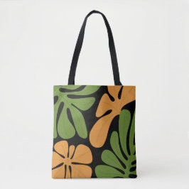 Bolso De Tela Green & Orange Modern Abstract Floral