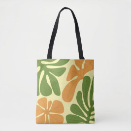 Bolso De Tela Green & Orange Modern Abstract Floral