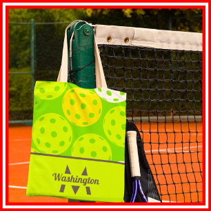 Bolso De Tela Green Pickleball Guay Moderno Monogramado