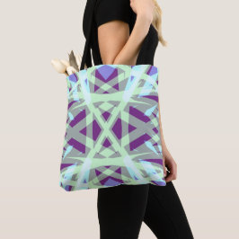 Bolso De Tela Green Purple Gray Blue Art Deco Vibrante Grocería