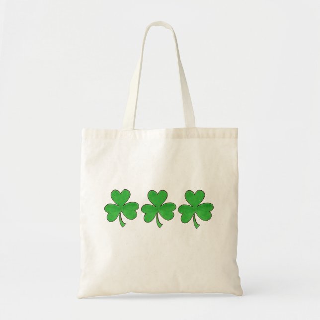 Bolso De Tela Green Shamrock Clovers Lucky St. Patrick's Day (Frente)