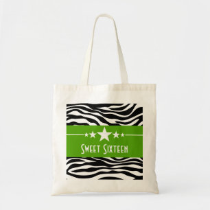 Bolso De Tela Green Stars Zebra Print Sweet 16 Bag