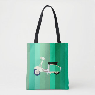 Bolso De Tela Green Stripes Retro Scooter Tote Bag