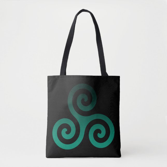 Bolso De Tela Green Triskele Black (Anverso)