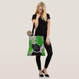 Bolso De Tela Green Tropical Island Black Dog Tote Bag