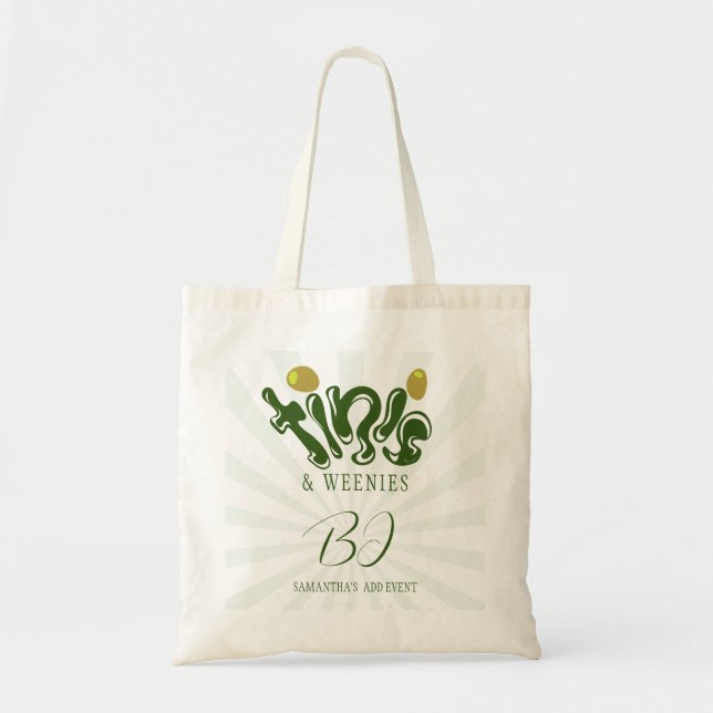 Bolso De Tela Green Weenies & Tinis Martini Bachelorette Party (Frente)