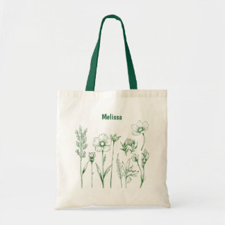 Bolso De Tela Green Wild Flower Personalized 