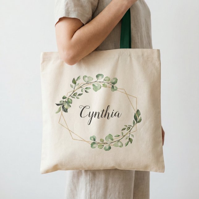 Bolso De Tela Greeneration Eucalyptus Geometric Frame Bridesmaid (Subido por el creador)