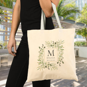 Bolso De Tela Greenery Watercolor Botanical Bridesmaid Wedding