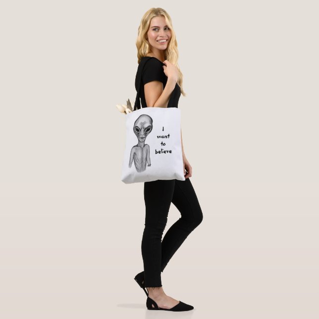Bolso De Tela Grey Alien , quiero creer (Puesto)